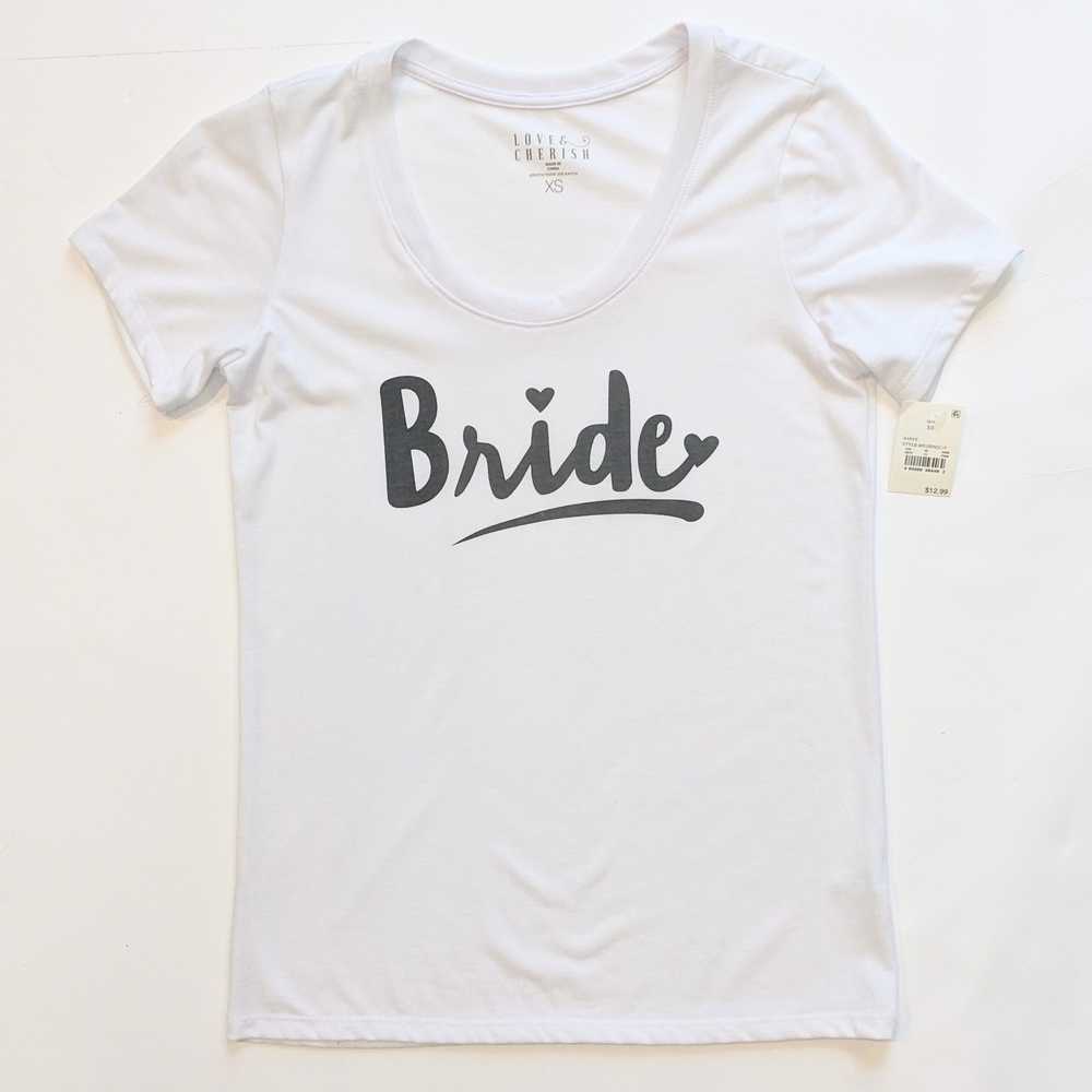 ⚡Women's Love & Cherish Soft White Short Sleeve "Bride" Graphic Tee - XS